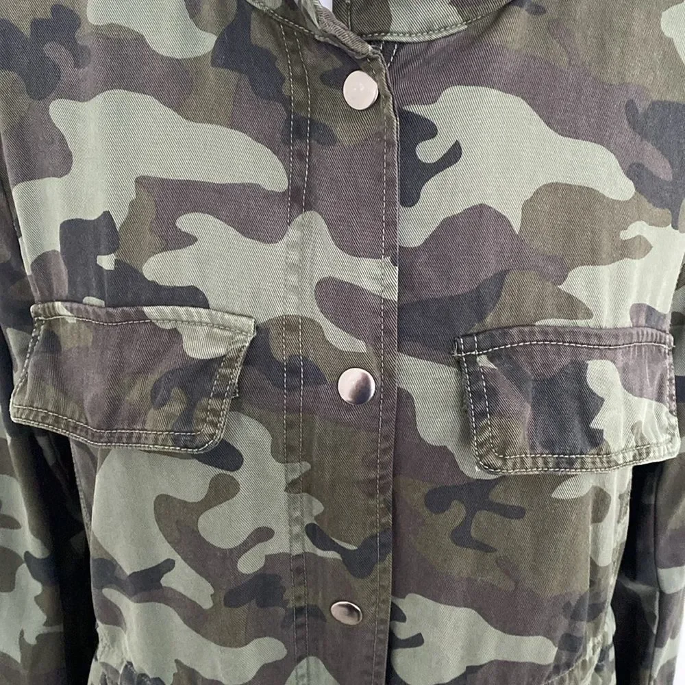 DEAR JOHN ANTHROPOLOGIE MILITARY CAMO HOODED JACKET SMALL